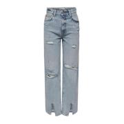 Lichtblauwe Baggy Katoenen Jeans Only , Blue , Dames