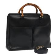 Pre-owned Leather handbags Gucci Vintage , Black , Dames