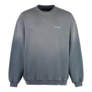 Geribbelde Katoenen Crew-Neck Sweatshirt Represent , Gray , Heren