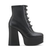 Zwarte Leren Blokhak Schoenen Marc Jacobs , Black , Dames