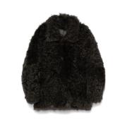 Shearling Opstaande Kraag Jas IRO , Gray , Dames