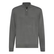 Merino Wol Halve Rits Trui Boggi Milano , Green , Heren