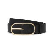 Zwarte Leren Riem Gesp Sluiting Anine Bing , Black , Dames