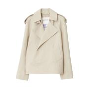 Canvas Epauletten Revers Jas Burberry , Beige , Dames