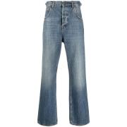 Indigo Blauwe Straight-Leg Katoenen Jeans Haikure , Blue , Heren