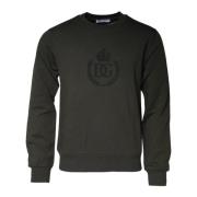 Logo Detail Katoenen Pullover Trui Dolce & Gabbana , Green , Heren