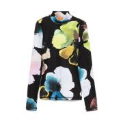 Zwarte Bloemenprint Trui Lange Mouwen Stine Goya , Multicolor , Dames