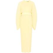 Gele Plissé Lange Mouw Jurk Solace London , Yellow , Dames