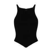 Zwart Gebreid Geborduurd Logo Tanktop Courrèges , Black , Dames