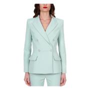 Groene Double-Breasted Blazer in Crêpe Elisabetta Franchi , Green , Da...