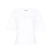 Witte Katoenen Logo T-shirt Ganni , White , Dames