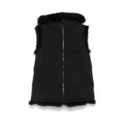 Zwarte Gewatteerde Omkeerbare Hooded Vest Yves Salomon , Black , Dames