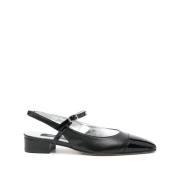 Zwarte Slingback Schoenen Gestapelde Zool Carel , Black , Dames