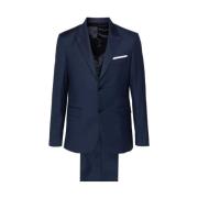 Blauw Twill Maatpak met Peak Revers Reveres 1949 , Blue , Heren