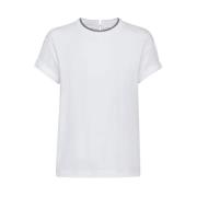 Witte Katoenen Crew Neck T-shirt Brunello Cucinelli , White , Dames