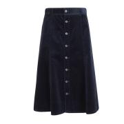 Corduroy A-lijn Midi Rok Ralph Lauren , Blue , Dames