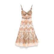 Bloemenkanten Jurk met Kristalversiering Zimmermann , Beige , Dames