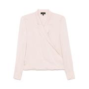 Blush Pink V-Hals Lange Mouw Shirt Theory , Pink , Dames