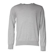 Lichtgrijze Wol Crew Neck Sweater Dolce & Gabbana , Gray , Heren