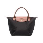 Zwarte Leren Tote Tas Parijs Longchamp , Black , Dames