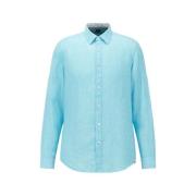 Casual linnen overhemd met lange mouwen Hugo Boss , Blue , Heren