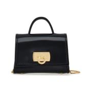 Zwarte leren Gancini gesp crossbody tas Salvatore Ferragamo , Black , ...