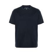 Navy Blauw Katoen Ronde Hals T-shirt Fedeli , Blue , Heren