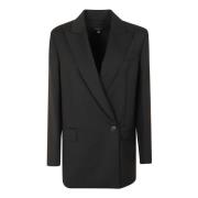 Zwarte Wollen Blazer Dubbel-Breasted Jas Max Mara Weekend , Black , Da...