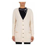 Lang Chenille Vest met Gouden Klem Elisabetta Franchi , Beige , Dames