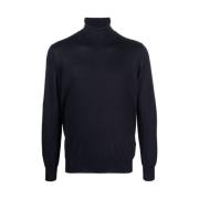 Midnight Blue Roll Neck Sweater La Fileria , Blue , Heren