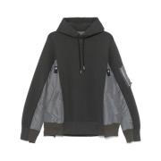 Grijze Hoodie met Ritszak Sacai , Gray , Heren