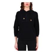 Zwarte hoodie met bouclé-effect Elisabetta Franchi , Black , Dames