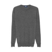 Kasjmier Zijde Crew Neck Sweater Fedeli , Gray , Heren