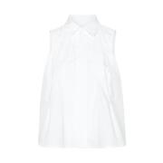 Witte Poplin Geplooide Overhemd Sacai , White , Dames