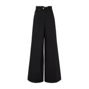 Zwarte Wijde Pijp Jeans Stijlvol Model Nina Ricci , Black , Dames