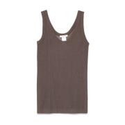 Taupe Bruine Geribbelde Naadloze Top Lemaire , Brown , Dames