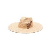 Stro Wide Brim Hat met Logo Ruslan Baginskiy , Beige , Dames