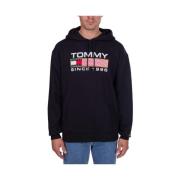 Athletic Logo Hoodie Sweatshirts Tommy Hilfiger , Black , Heren