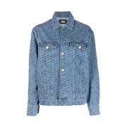 Logo-Print Denim Jack Karl Lagerfeld , Blue , Dames