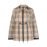 Geruite Capuchonjas Burberry , Beige , Dames