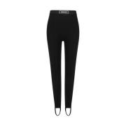 Monochrome Geribbelde Leggings met Merk Monogram Versace , Black , Dam...