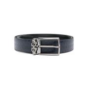 Middernachtblauwe Riem met Gespsluiting Salvatore Ferragamo , Blue , H...