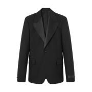 Zwarte Peak Lapel Jas Versace , Black , Heren