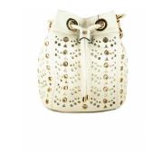 Witte Bucket Bag met Laseruitsparingen en Studs La Carrie , Beige , Da...