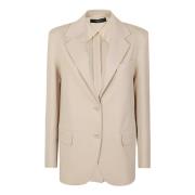 Zand Jersey Gevoerd Blazer met Knopen Max Mara Weekend , Beige , Dames