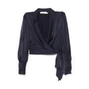 Navy Blauw Zijden Wrap Blouse Zimmermann , Blue , Dames