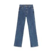 Indigo Blauwe Klassieke Vijf-Pocket Jeans Khaite , Blue , Dames