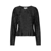 Zwarte getextureerde top met lange mouwen mbyM , Black , Dames