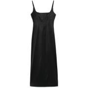 Zwarte Jurk met Spaghettibandjes en Achtersplit Staud , Black , Dames