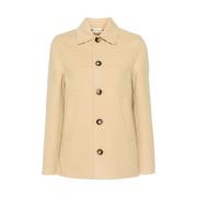 Beige Wollen Jas Vintage Check Voering Burberry , Beige , Dames